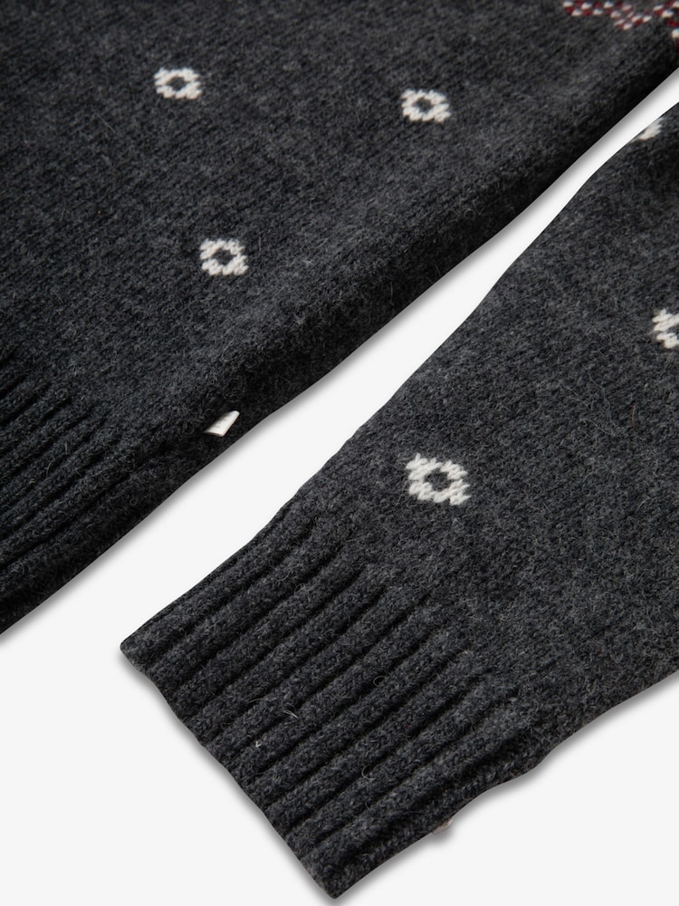 The Little Tailor Grey Zip Neck Festive Fairisle Jumper - Bild 9 von 9