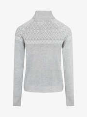 Grau - The Little Tailor Smart Linear Diamond Fairisle Roll Neck Luxury Knit Jumper - Bild 4 von 6