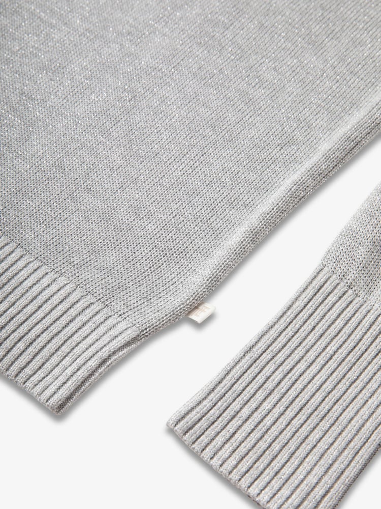 Grau - The Little Tailor Smart Linear Diamond Fairisle Roll Neck Luxury Knit Jumper - Bild 6 von 6