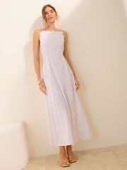 Friends Like These White Sleeveless Embroidery Detail Midi Dress - Image 1 of 4