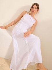 Friends Like These White Sleeveless Embroidery Detail Midi Dress - Image 3 of 4
