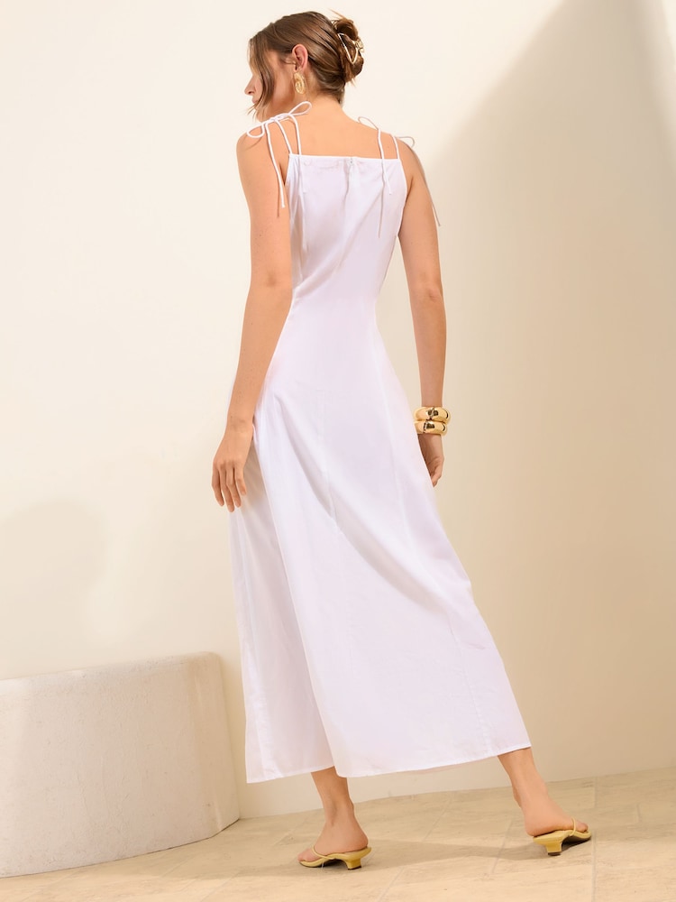 Friends Like These White Sleeveless Embroidery Detail Midi Dress - Image 4 of 4