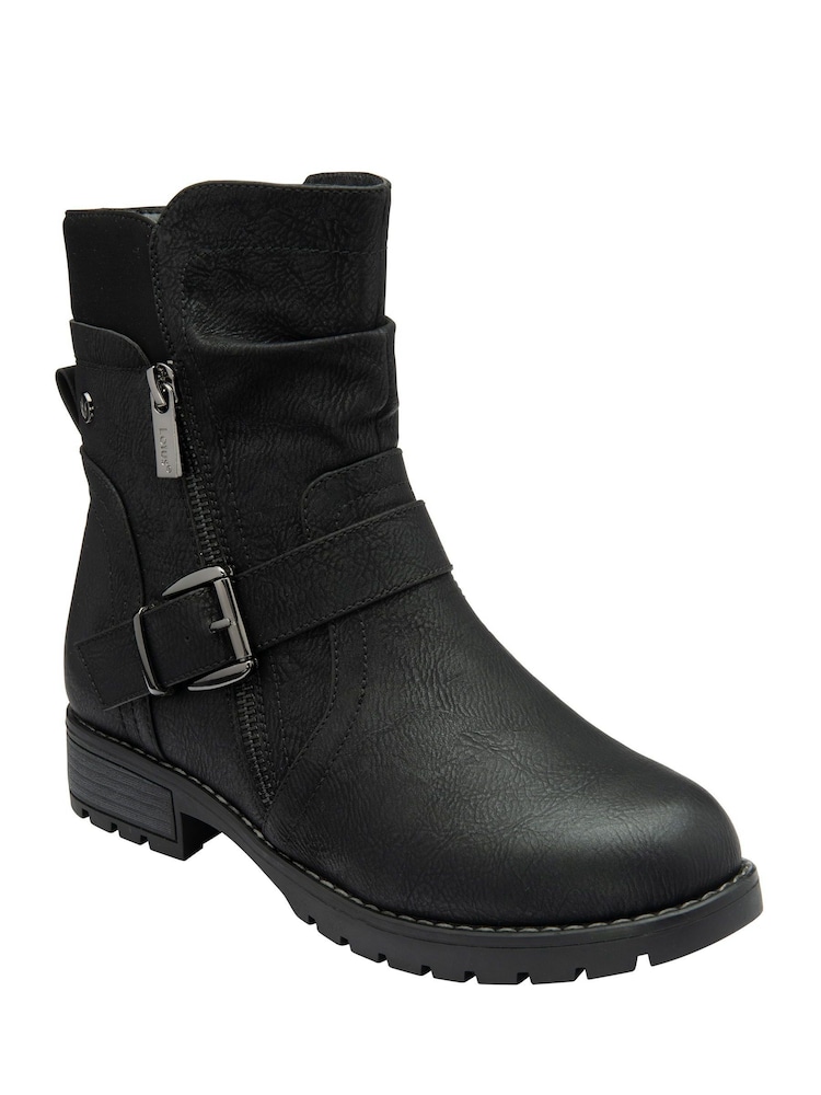 Lotus Black Wide Fit Casual Ankle Boots - Image 1 of 4 Lotus Black Wide Fit Casual Ankle Boots - Image 1 of 4