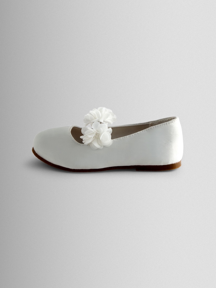 JoJo Maman Bébé White Rose Strap Ballet Pumps - Image 5 of 5