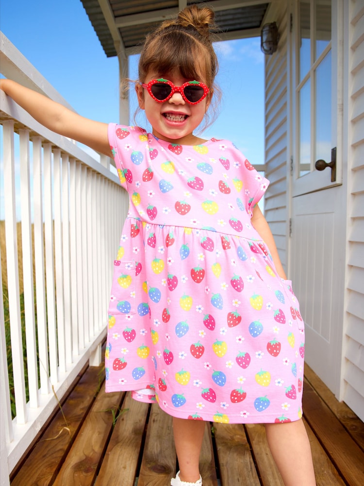 JoJo Maman Bébé Pink Strawberry Pet In Pocket Dress - Image 1 of 1