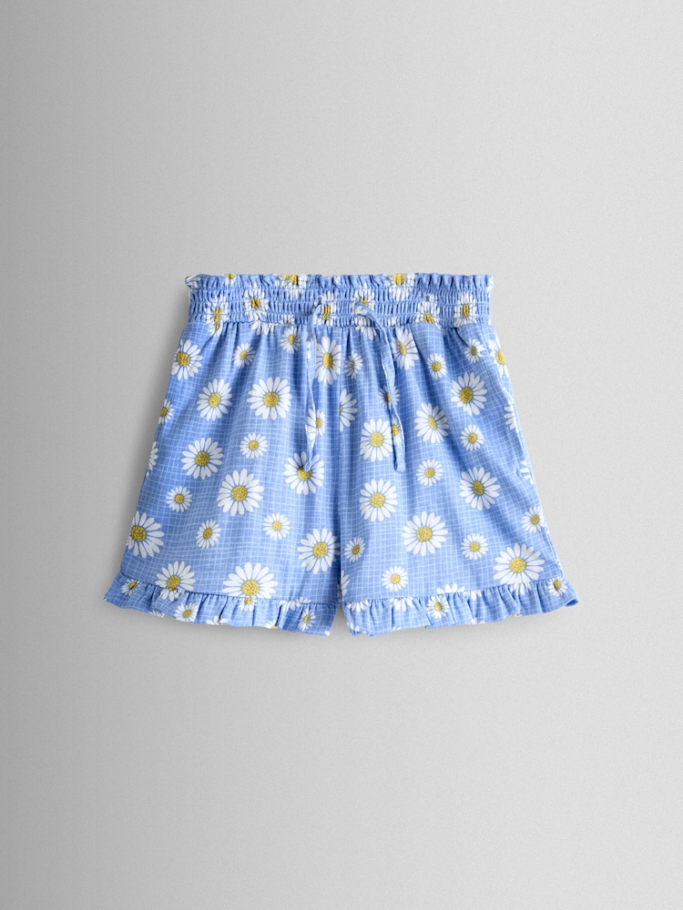 JoJo Maman Bébé Yellow & Blue Daisy 2-Pack Frill Shorts - Image 2 of 7