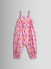 JoJo Maman Bébé Pink Strawberry Strappy Jersey Jumpsuit - Image 2 of 4