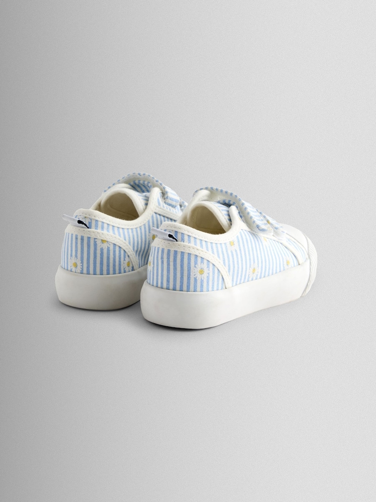 JoJo Maman Bébé Blue Daisy Double Strap Canvas Pumps - Image 2 of 4