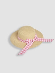 JoJo Maman Bébé Natural Gingham Woven Sun Hat - Image 1 of 4