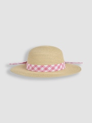 JoJo Maman Bébé Natural Gingham Woven Sun Hat - Image 2 of 4