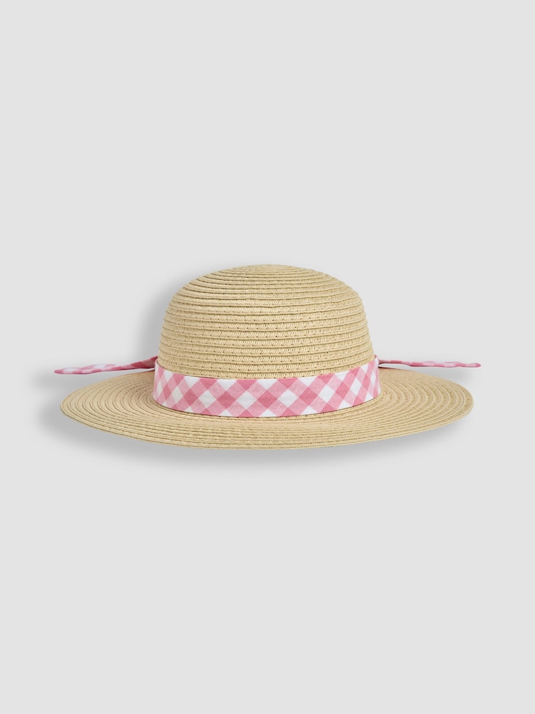 JoJo Maman Bébé Natural Gingham Woven Sun Hat - Image 2 of 4