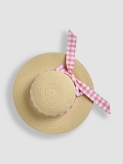 JoJo Maman Bébé Natural Gingham Woven Sun Hat - Image 3 of 4
