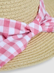 JoJo Maman Bébé Natural Gingham Woven Sun Hat - Image 4 of 4