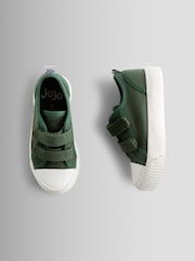 JoJo Maman Bébé Khaki Green Double Strap Canvas Pumps - Image 3 of 4