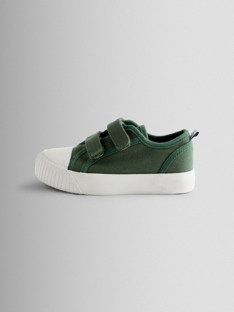 JoJo Maman Bébé Khaki Green Double Strap Canvas Pumps - Image 4 of 4