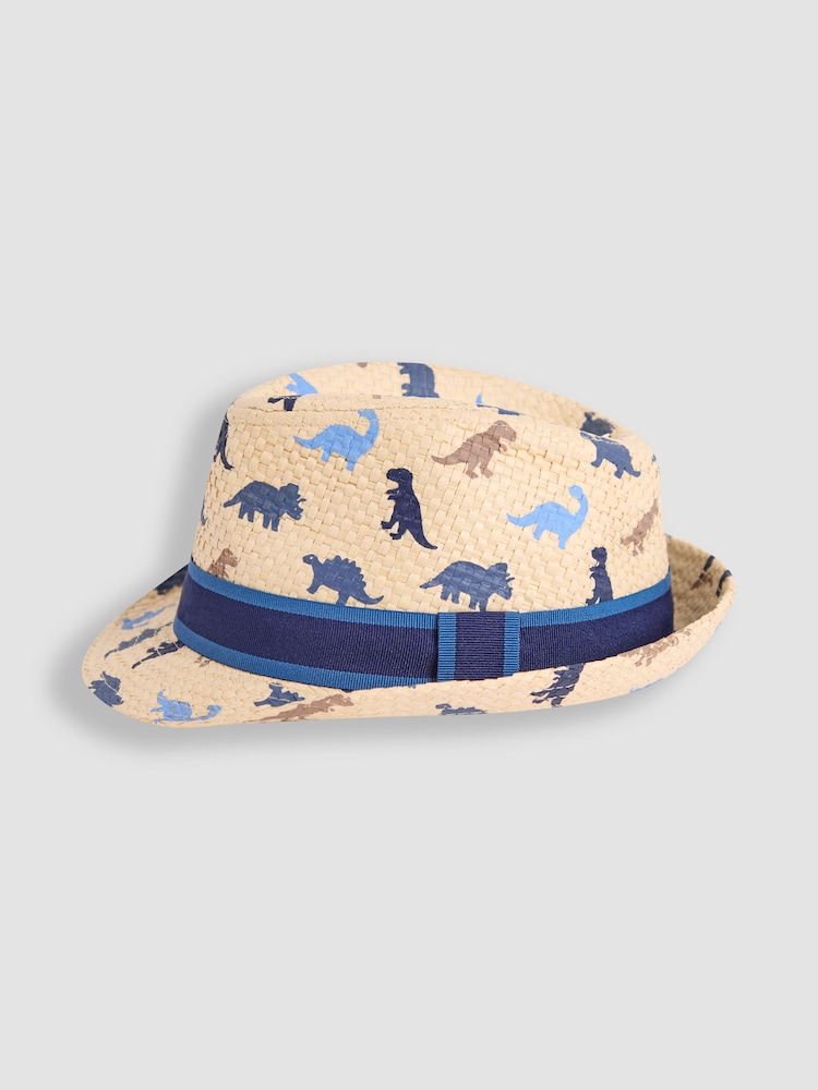 JoJo Maman Bébé Natural Dinosaur Trilby Hat - Image 1 of 3 JoJo Maman Bébé Natural Dinosaur Trilby Hat - Image 1 of 3
