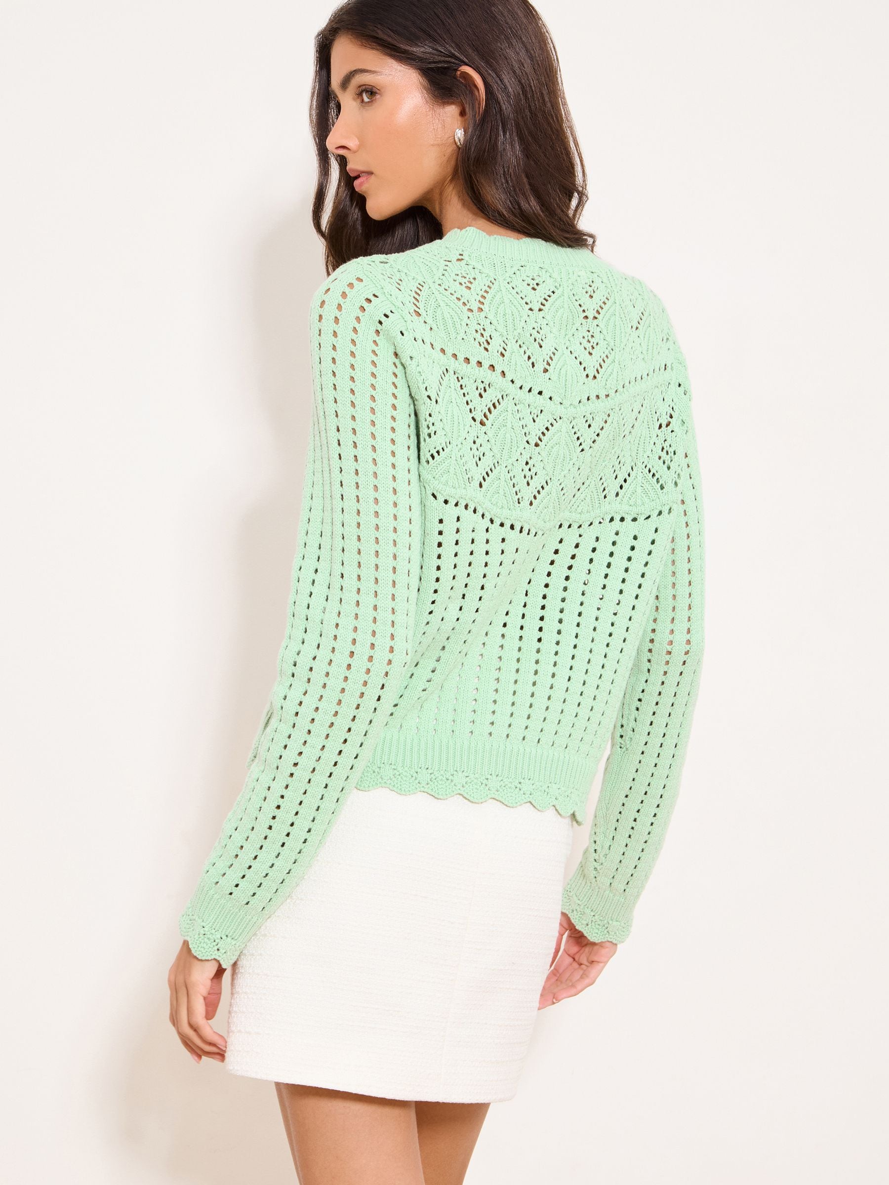Buy Lipsy Mint Green Heart Buttoned Stitchy Scallop Knitted