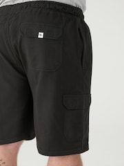 Preto - D555 JOHN Lightweight Fleece Cotton Cargo Shorts With Zipper Pockets - Imagem 8 de 8