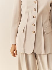 Nothing Ordinary Neutral Premium Linen Blend Waisted Blazer - Image 6 of 7