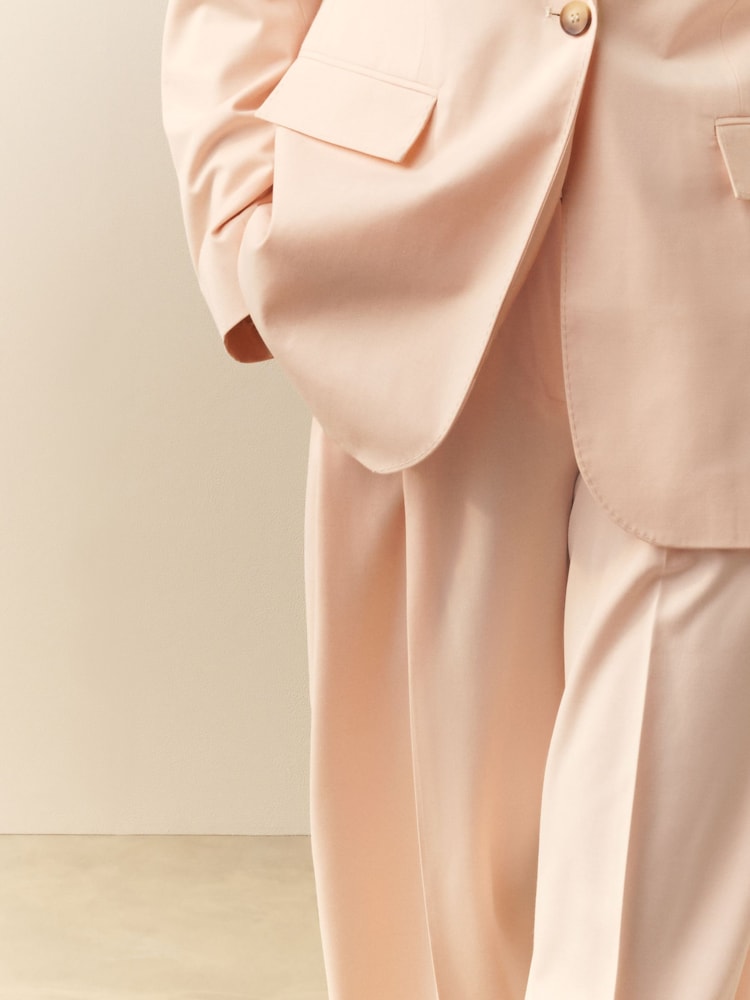 Nothing Ordinary Pink Pleat Front Tailored Trousers With Wool - Image 4 of 4