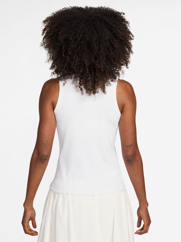 Nike White Ribbed Racerback Vest Top - Image 2 of 3 Nike White Ribbed Racerback Vest Top - Image 2 of 3