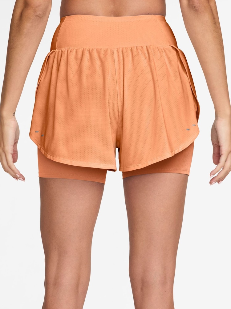Nike Orange Pulse Tempo Flow Dri-FIT Mesh 2-in-1 Running Shorts - Image 2 of 4