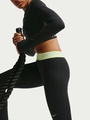 Negru/Abia Volt - Nike Pro Mid Rise Full Length Leggings - Imaginea 5 din 5