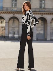 Sosandar Black Kick Flare Trousers - Image 3 of 5