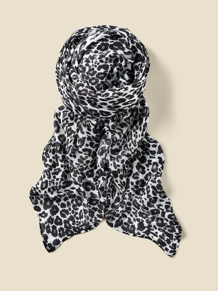 Sosandar Grey Animal Print Scarf - Image 2 of 4 Sosandar Grey Animal Print Scarf - Image 2 of 4