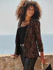 Sosandar Brown Leopard Print Single Breasted Blazer - Image 1 of 3