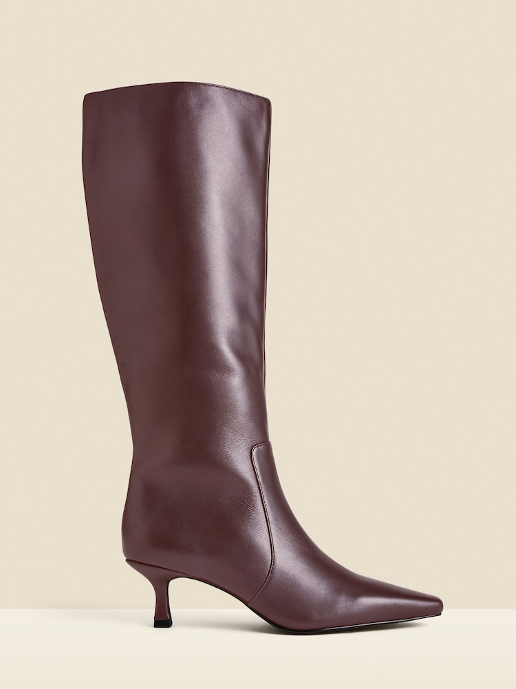Sosandar Red Knee High Low Heel Boots - Image 5 of 5 Sosandar Red Knee High Low Heel Boots - Image 5 of 5