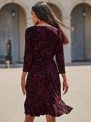 Sosandar Red Baroque Print Fit & Flare Dress - Image 3 of 4