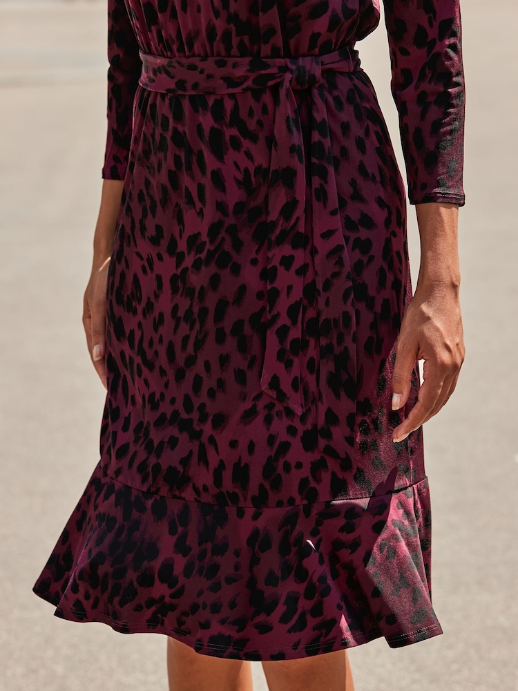 Sosandar Red Baroque Print Fit & Flare Dress - Image 4 of 4