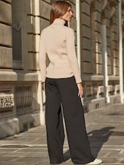 Sosandar Black Super Soft Wide Leg Trousers - Image 2 of 5