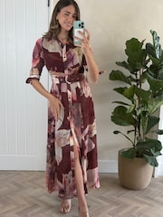 Style Cheat Brown Daphne Belted Shirt Dress - Image 3 of 4