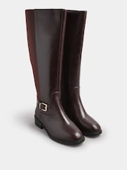 Yours Curve Brown Extra-Wide Fit Buckle Stretch Knee Boots - Image 3 of 4