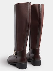 Yours Curve Brown Extra-Wide Fit Buckle Stretch Knee Boots - Image 4 of 4
