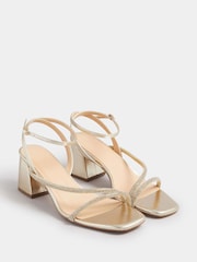 Yours Curve Gold Extra-Wide Fit Diamante Block Sandals - Image 2 of 5