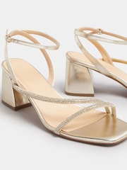 Yours Curve Gold Extra-Wide Fit Diamante Block Sandals - Image 5 of 5
