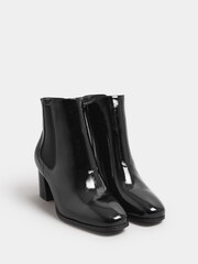Yours Curve Black Extra-Wide Fit Patent Block Heel Chelsea Boots - Image 2 of 5