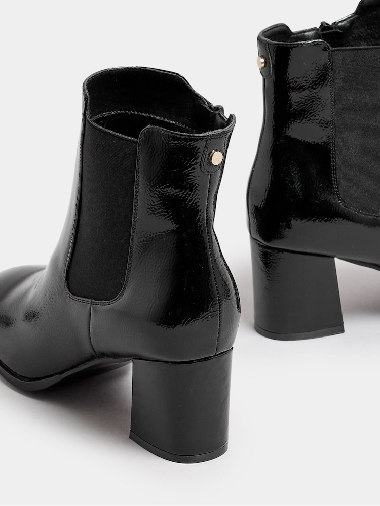 Yours Curve Black Extra-Wide Fit Patent Block Heel Chelsea Boots - Image 5 of 5 Yours Curve Black Extra-Wide Fit Patent Block Heel Chelsea Boots - Image 5 of 5