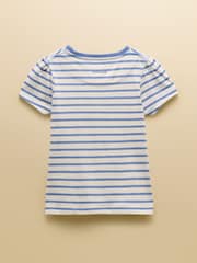 Joules Official Badminton Blue & Cream Striped Horse Print T-Shirt - Image 2 of 4