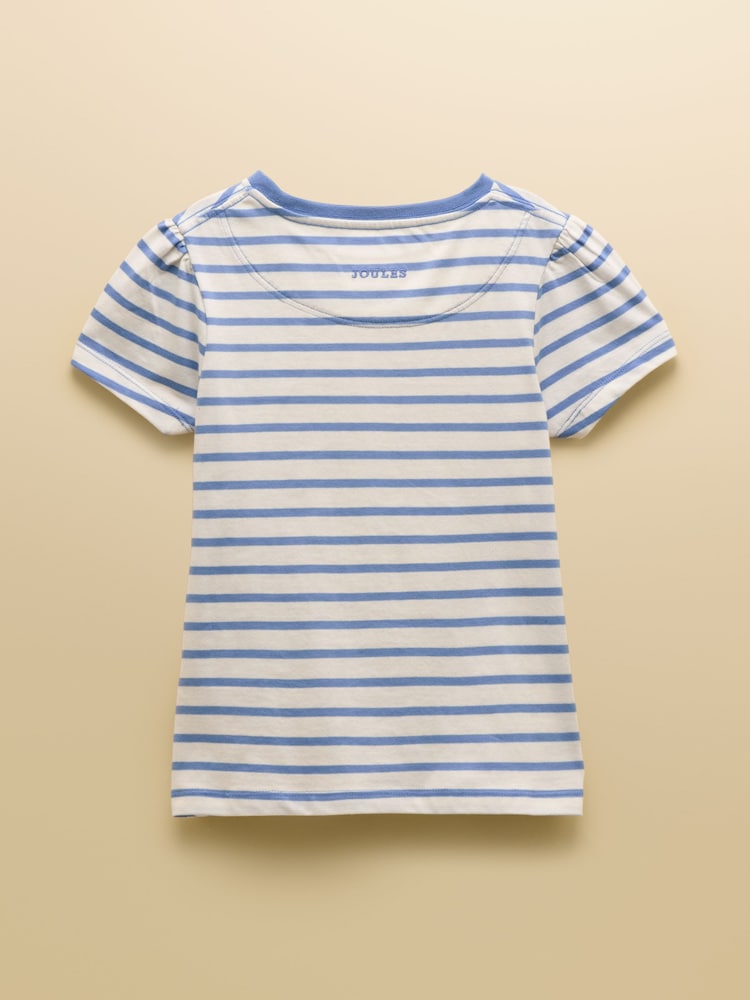 Joules Official Badminton Blue & Cream Striped Horse Print T-Shirt - Image 2 of 4