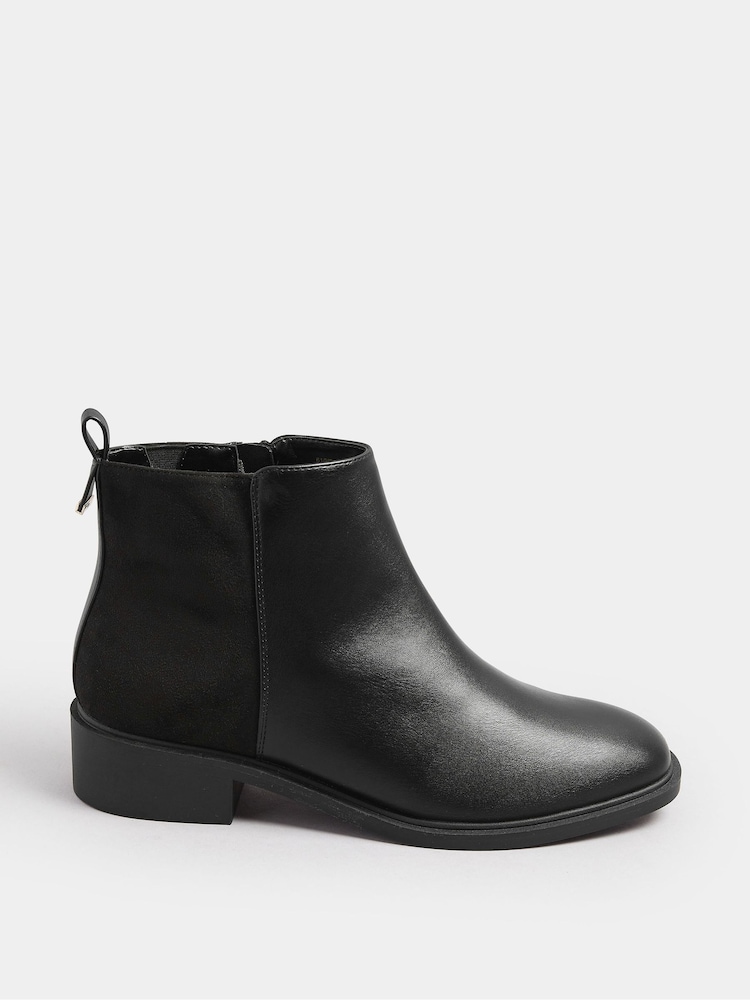 Yours Curve Black Extra Wide Fit Extra-Wide Fit Metal Trim Ankle Boots - Image 2 of 5