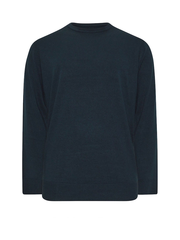 BadRhino Big & Tall Blue Crew Neck Jumper - Image 2 of 3 BadRhino Big & Tall Blue Crew Neck Jumper - Image 2 of 3