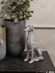 Libra Interiors Grey Large Baxter Sitting Dog Sculpture - Image 1 of 5