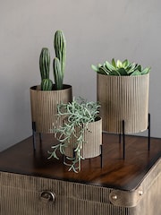 Libra Interiors Gold Set of 3 Metal Planters - Image 1 of 6