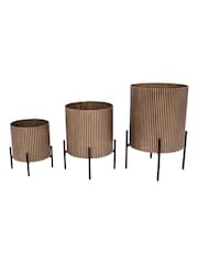 Libra Interiors Gold Set of 3 Metal Planters - Image 4 of 6