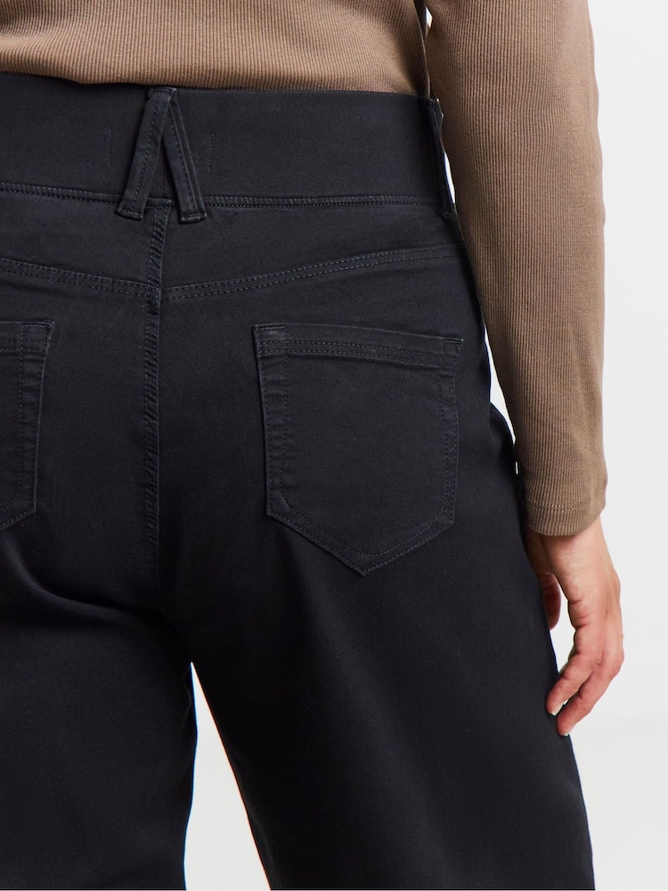 Simply Be Black Cotton Blend Belt Loop Wide Leg Jeggings - Image 4 of 4