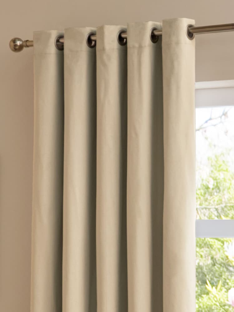 Furn Natural Velvet Eyelet Blackout Curtains - Image 4 of 4